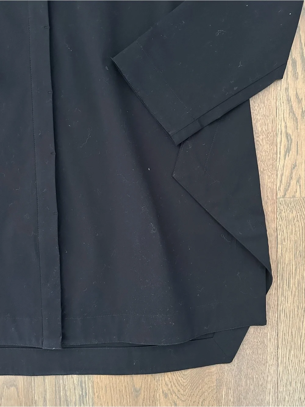 Lafayette 148 New York Cotton Poplin Stand Collar Tunic Foldover Shirt Black S - Picture 3 of 8